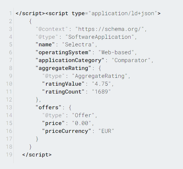 ejemplo de codigo review snippet formato json-ld schema mark-up