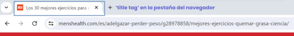 ejemplo de title tag en la pestana de navegador