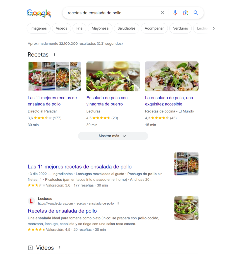 ejemplo de intencion de busqueda informacional en los resultados de google